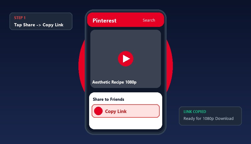 Step 1: Tap Share and Copy Link on Pinterest